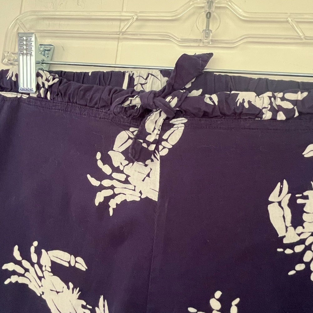 BUCKHEAD BETTIES Blue & White CRAB Print Ruffle Bottom Lounge Sleep Pants Small - Picture 8 of 8